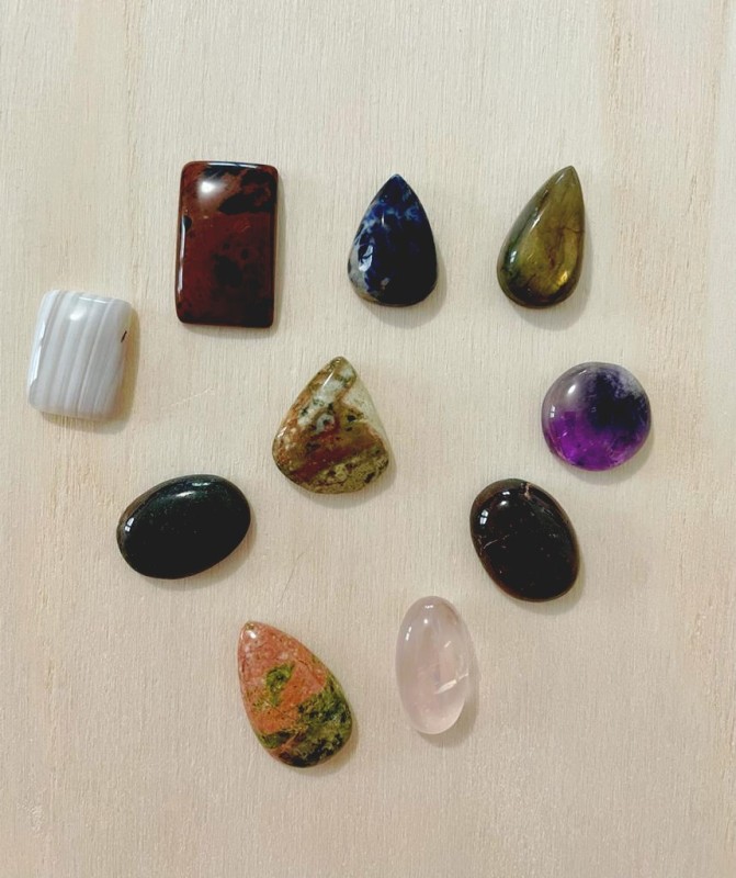 Jaspe africain cabochon 6 mm x1 - Cabochons - Pierres gemmes - Perles Naturelles - Perles