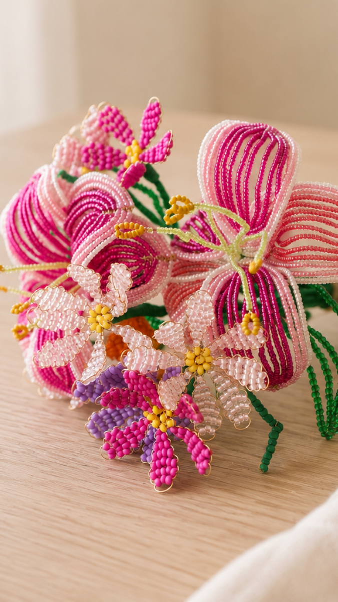 Schéma Fleur en perles : qu'est-ce que le French Beading ?