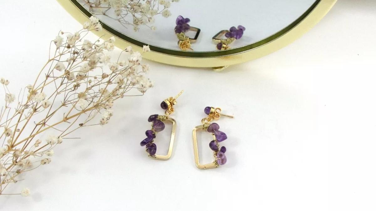 boucles d'oreilles en am&eacute;thyste