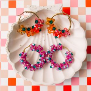 boucles d'oreilles cr&eacute;oles avec toupies en cristal