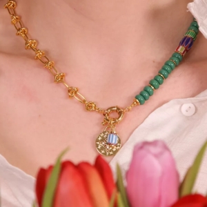 Collier cha&icirc;ne et perles Heishi