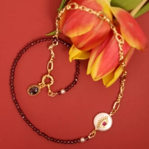 Collier cha&icirc;ne et grenat