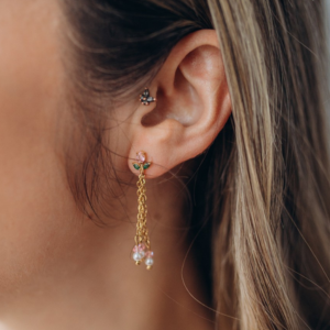 boucles d'oreilles pendantes cha&icirc;ne acier inox