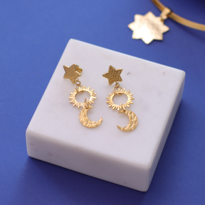 boucles d'oreilles pendantes motifs astre