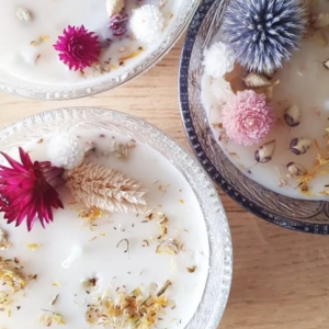 bougie fleurs séchées
