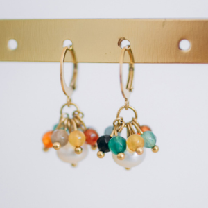 boucles d'oreilles pierres gemmes couleurs automnales