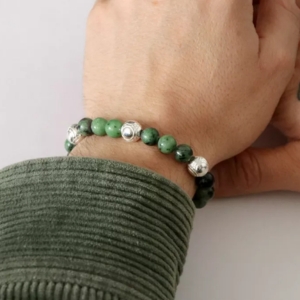 bracelet homme perles pierre verte