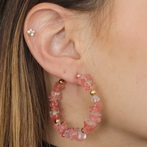 boucles d'oreilles strawberry quartz