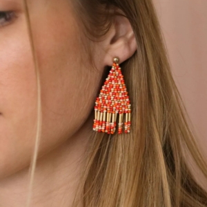 boucles d'oreilles perles Miyuki orange