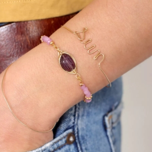 bracelet quartz rose et am&eacute;thyste