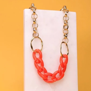 collier gros maillons orange