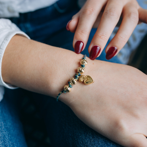 Bracelet cordon coeur ex voto