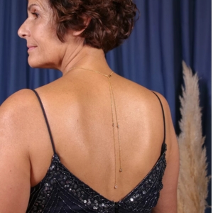 Collier sautoir cristal et cha&icirc;ne