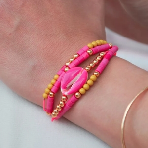 bracelet coquillage fluo