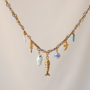 collier charms en acier inoxydable th&egrave;me marin