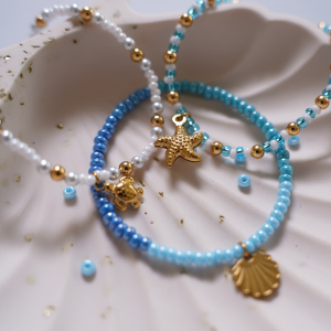 Bracelets marins rocailles bleues
