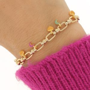 bracelet breloque coeur et lune