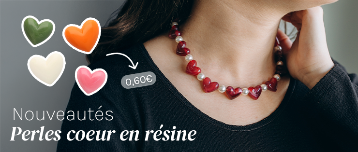 Nouveautés : Perles coeur en résine