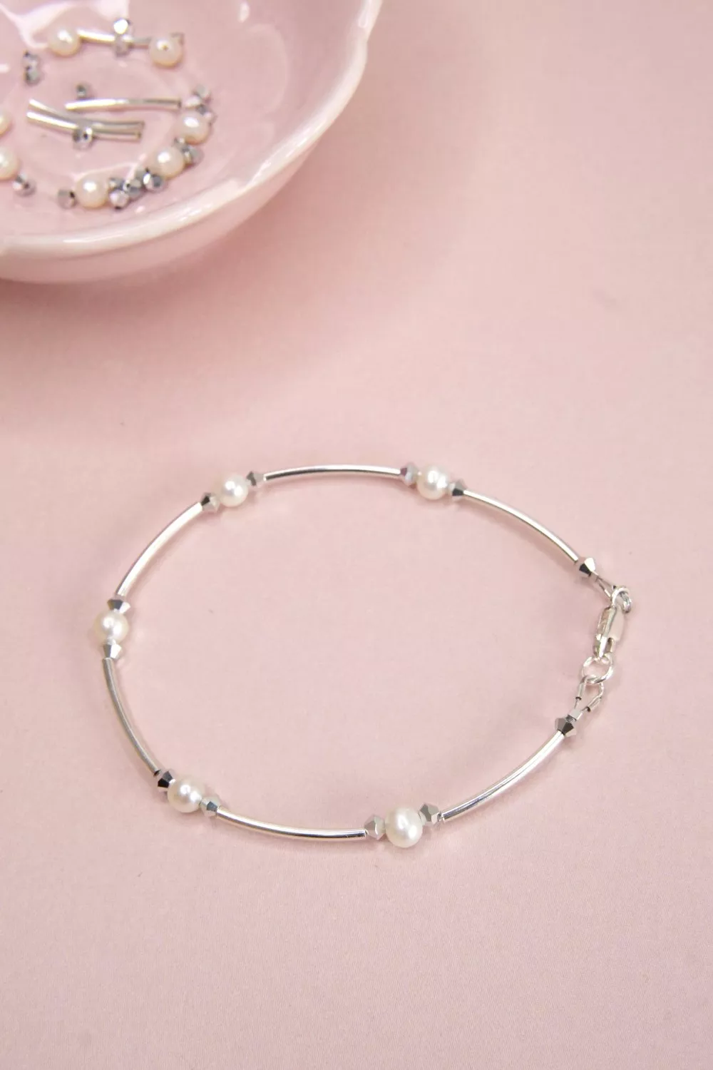 Bracelet argent 925 semi-rigide avec perles d'eau douce