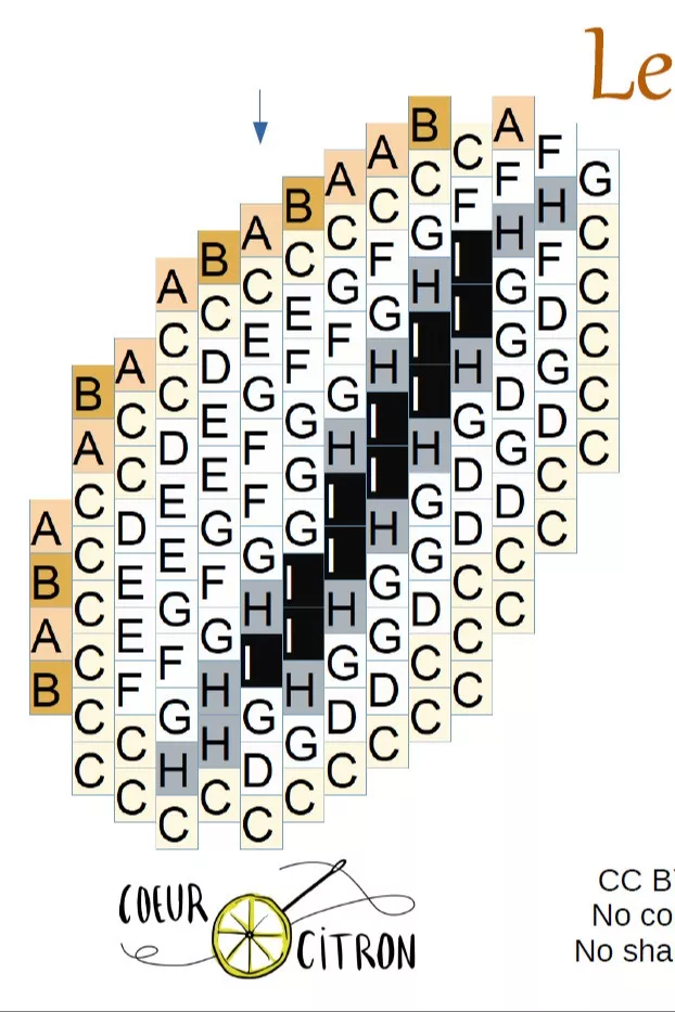 Schéma Grille de tissage coquillage Cauri en Miyuki Delicas 11/0