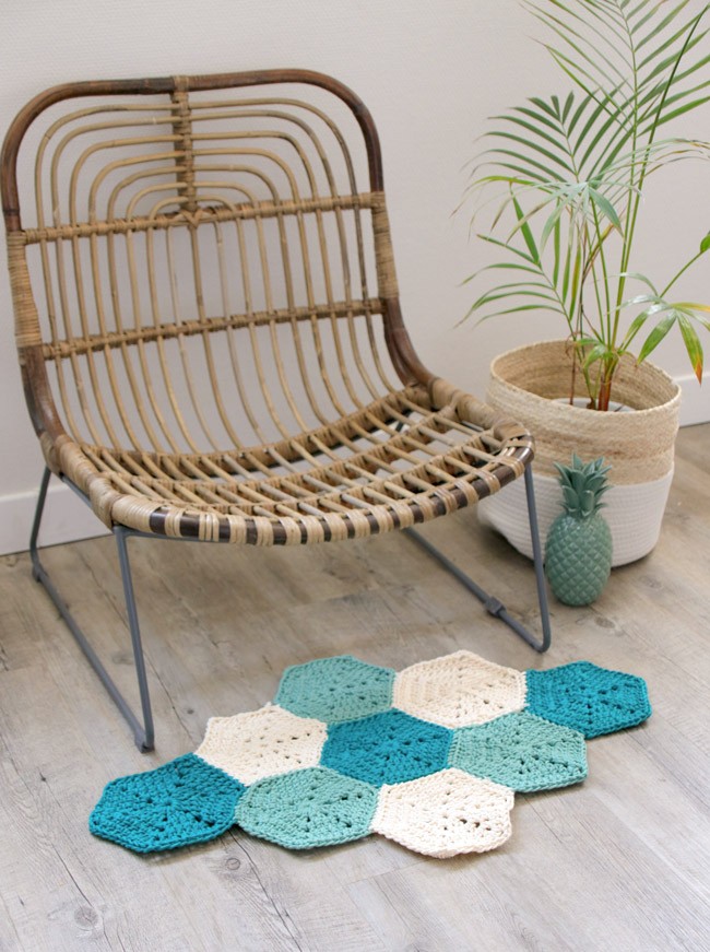 DIY Tapis au crochet avec granny hexagone