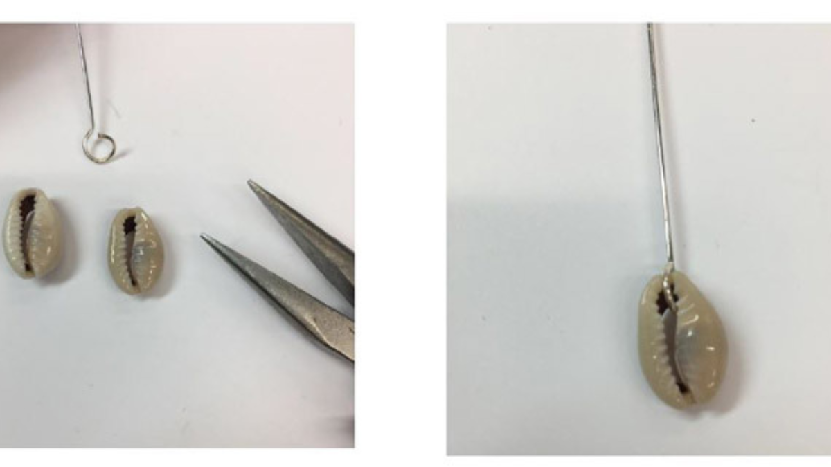 DIY Créoles ajourées coquillages cauris, Miyuki Delicas et perles PureCrystal : Etape 3