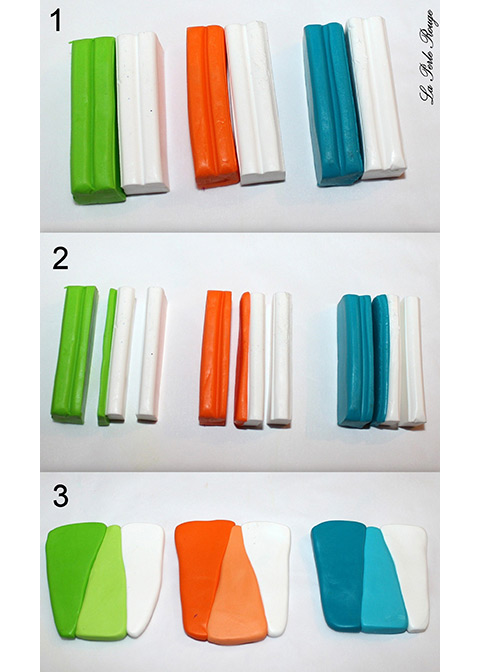 Cane kaléidoscope en pâte polymère : Etape 1