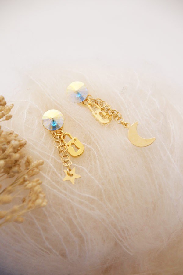 Schéma Petites boucles d'oreilles cadenas en Plaqué or Schéma Petites boucles d'oreilles cadenas en Plaqué or