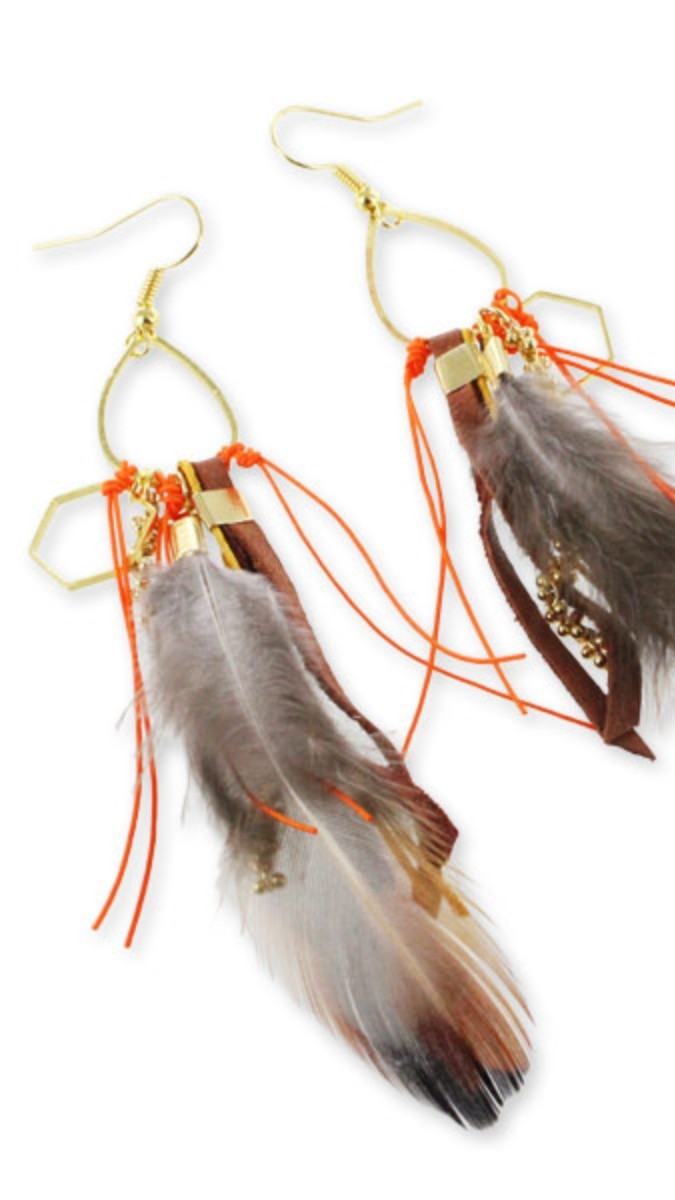 Schéma Boucles d'oreilles Plumes daim et fil nylon tressé