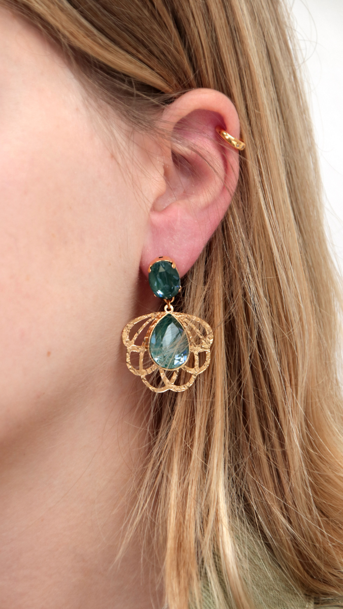 Boucles d'oreilles en cristal vert