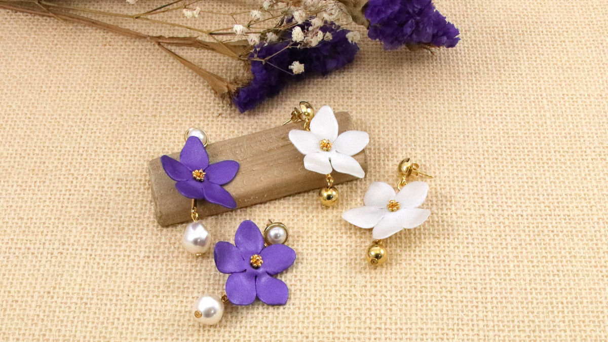 Schéma Boucles d'oreilles fleurs en Cernit Métallic