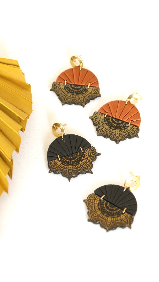 Schéma Boucles d'oreilles polymère ethniques et raffinées