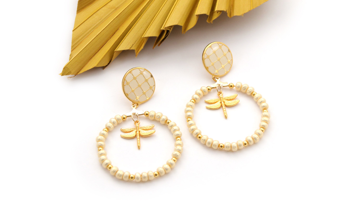 Boucles D'oreilles Clips Vintage - Doré Et Noir - Générique (très Bon état)