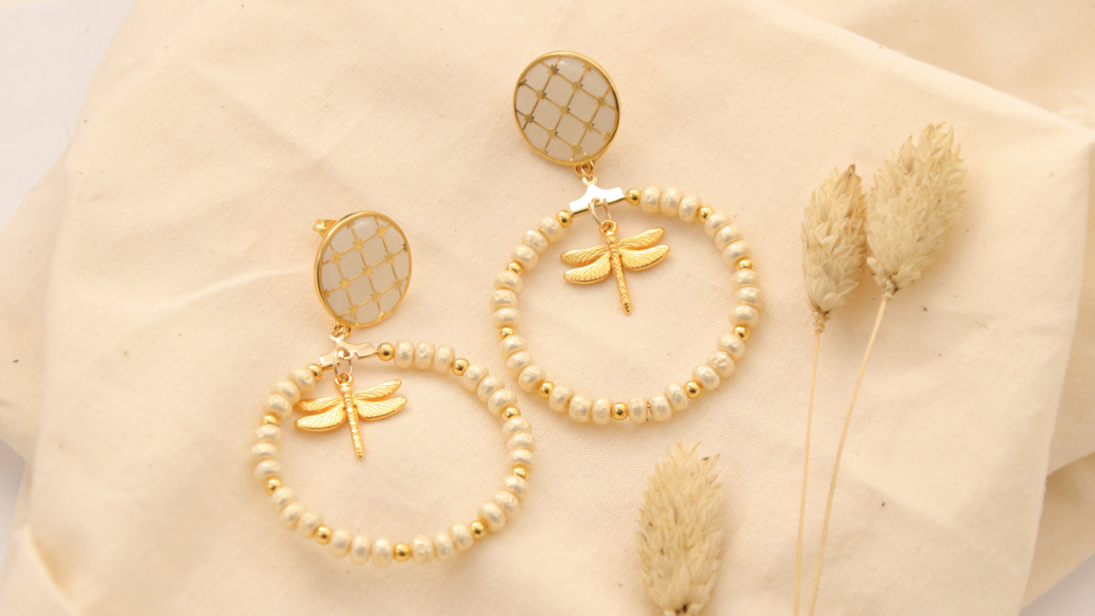 Lot De 3 Paires De Boucles D'oreilles Clips Rétro - Alliage Doré Avec Perles, Bon état Occasion