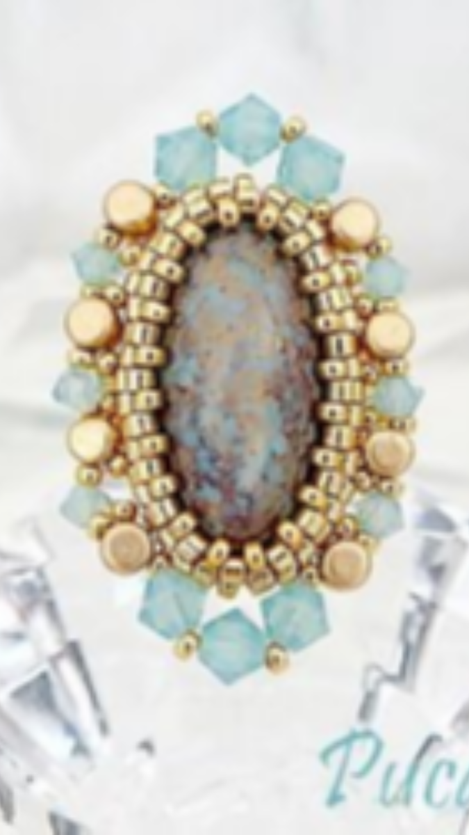 Schéma Bague Ann en cabochons en verre Athos par Puca