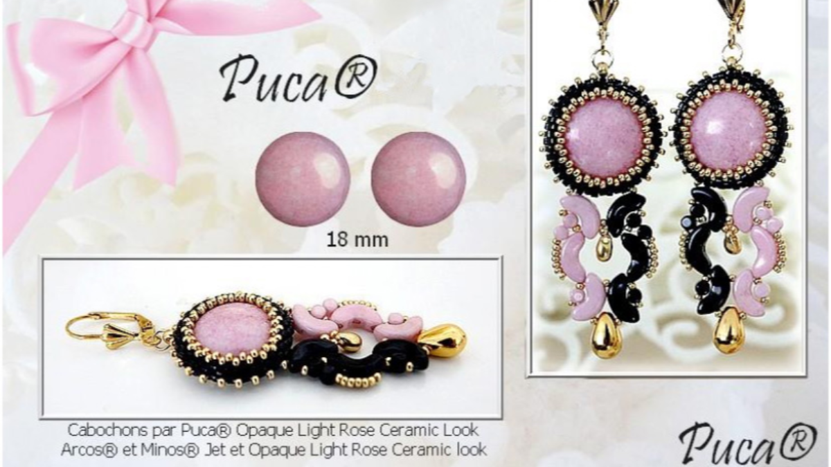 Schéma Boucles d'oreilles Jin avec perles Arcos et Minos et cabochon par Puca