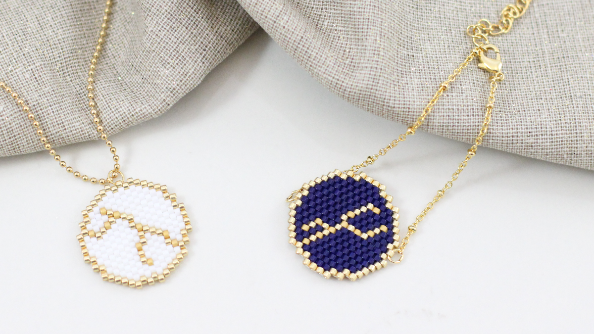 Schéma Bijoux constellations signe astrologique en tissage de perles Miyuki Délicas 11/0