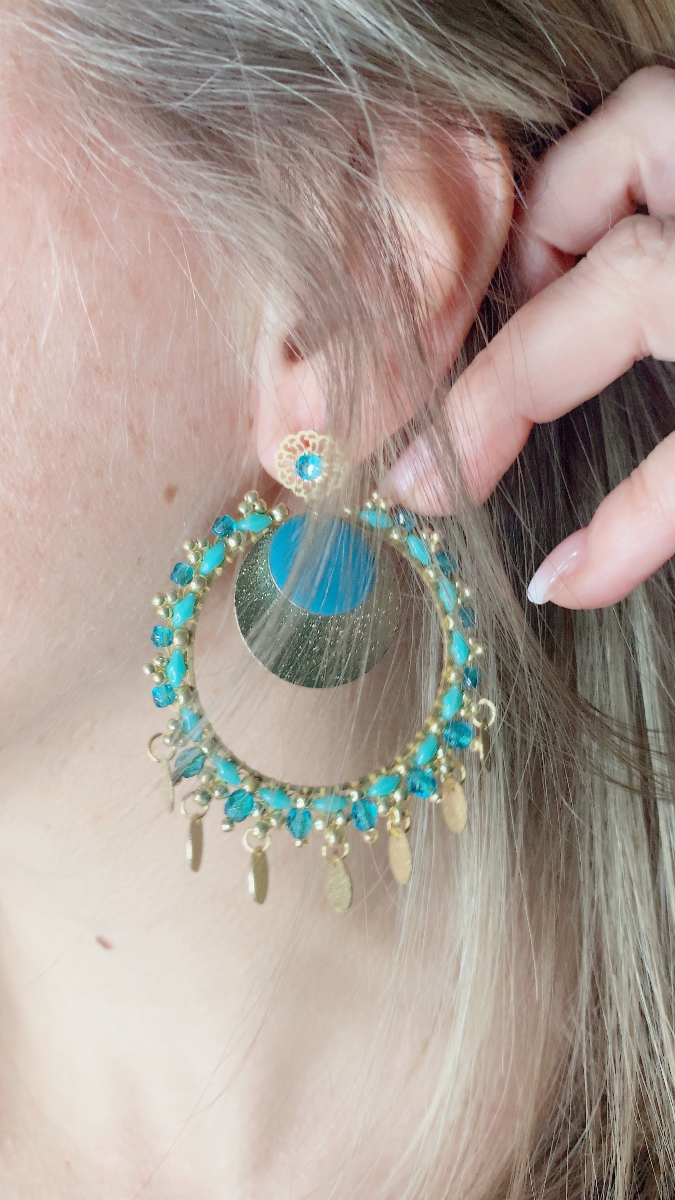 Schéma Boucles d'oreilles tissage brickstitch de perles à facettes et perles SuperDuo