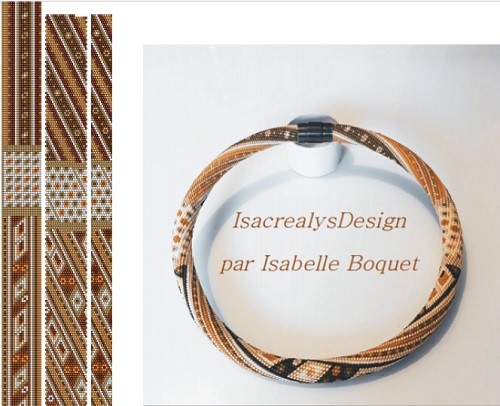 Schéma Collier spirale au crochet en mailles serrées avec perles Miyuki rocailles 15