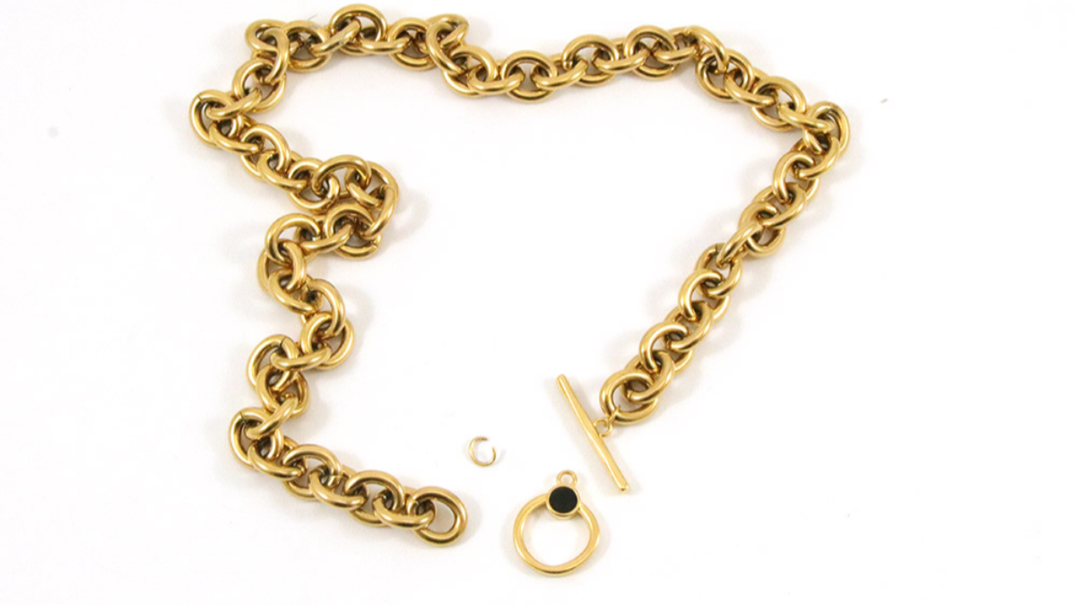 DIY - Collier grosse maille en acier inoxydable doré avec fermoir T : Etape 1