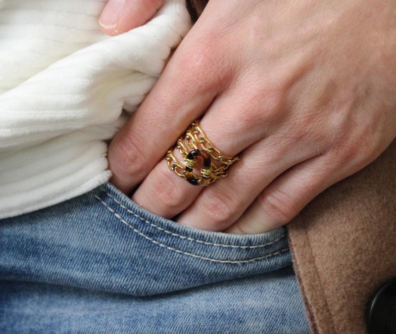 Schéma Bague multirang maille gourmette en acier inoxydable Schéma Bague multirang maille gourmette en acier inoxydable