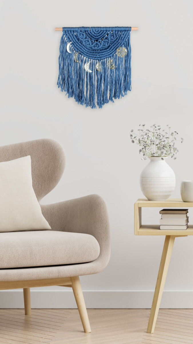 Tuto Suspension murale en macramé avec lunes en résine