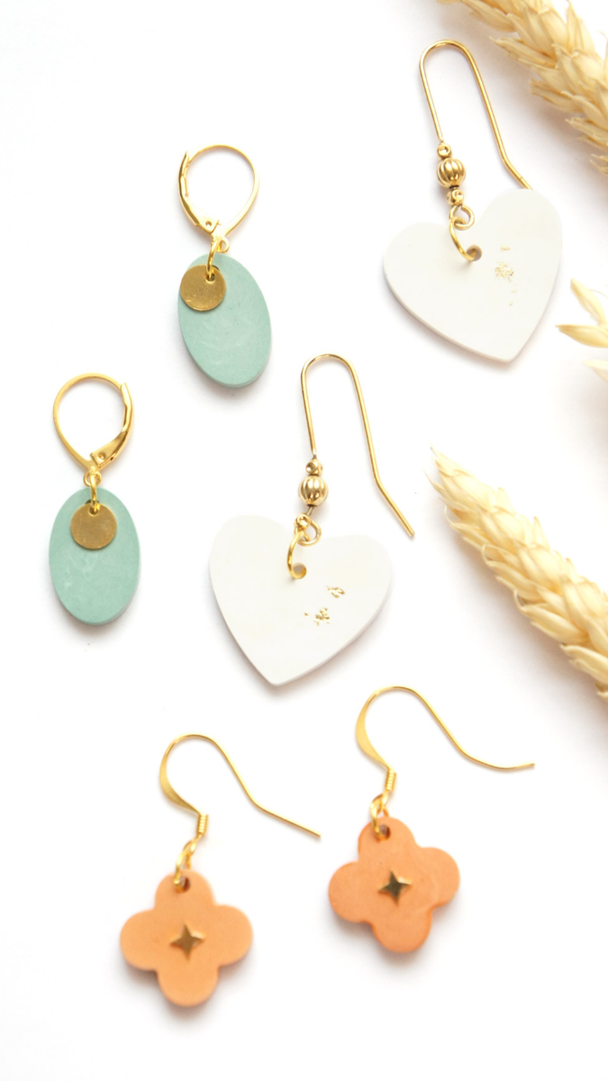 Schéma Tutoriel boucles d'oreilles avec Poudre de Moulage Raysin imitation céramique