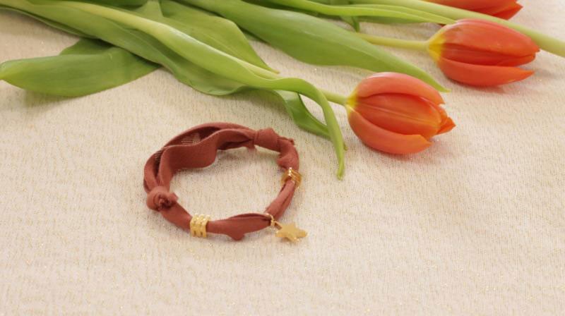 Bracelet coulissant biais Atelier Brunette et breloque étoile Plaqué Or