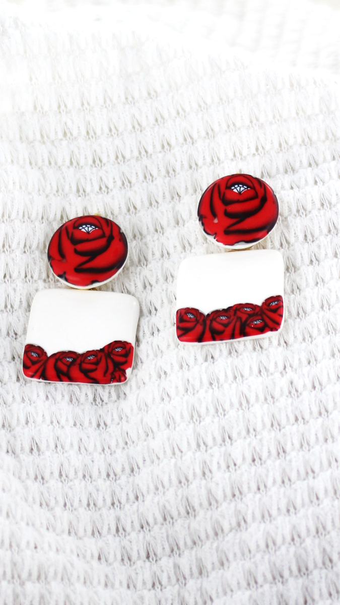 Schéma Boucles d'oreilles polymère cane rose
