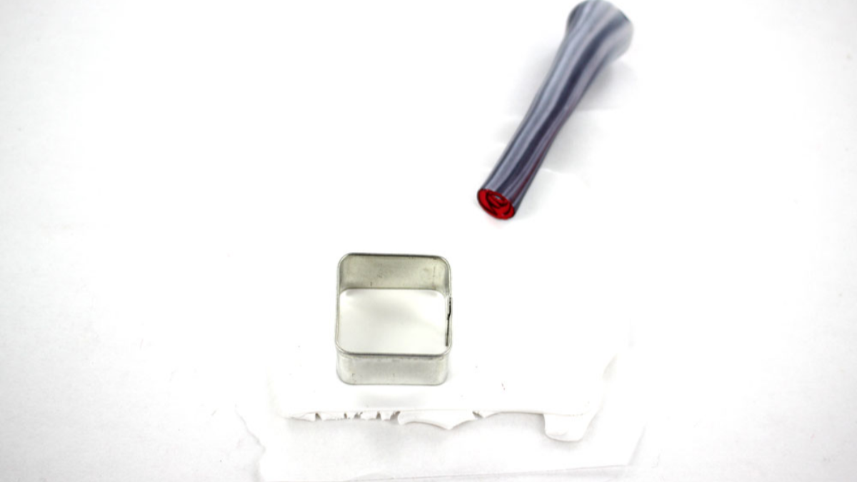 Boucles d'oreilles polymère cane rose : Etape 21