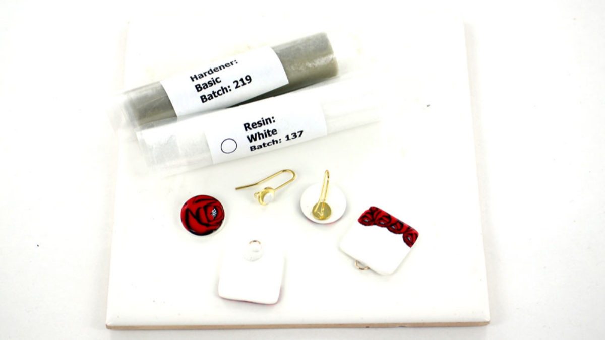 Boucles d'oreilles polymère cane rose : Etape 24