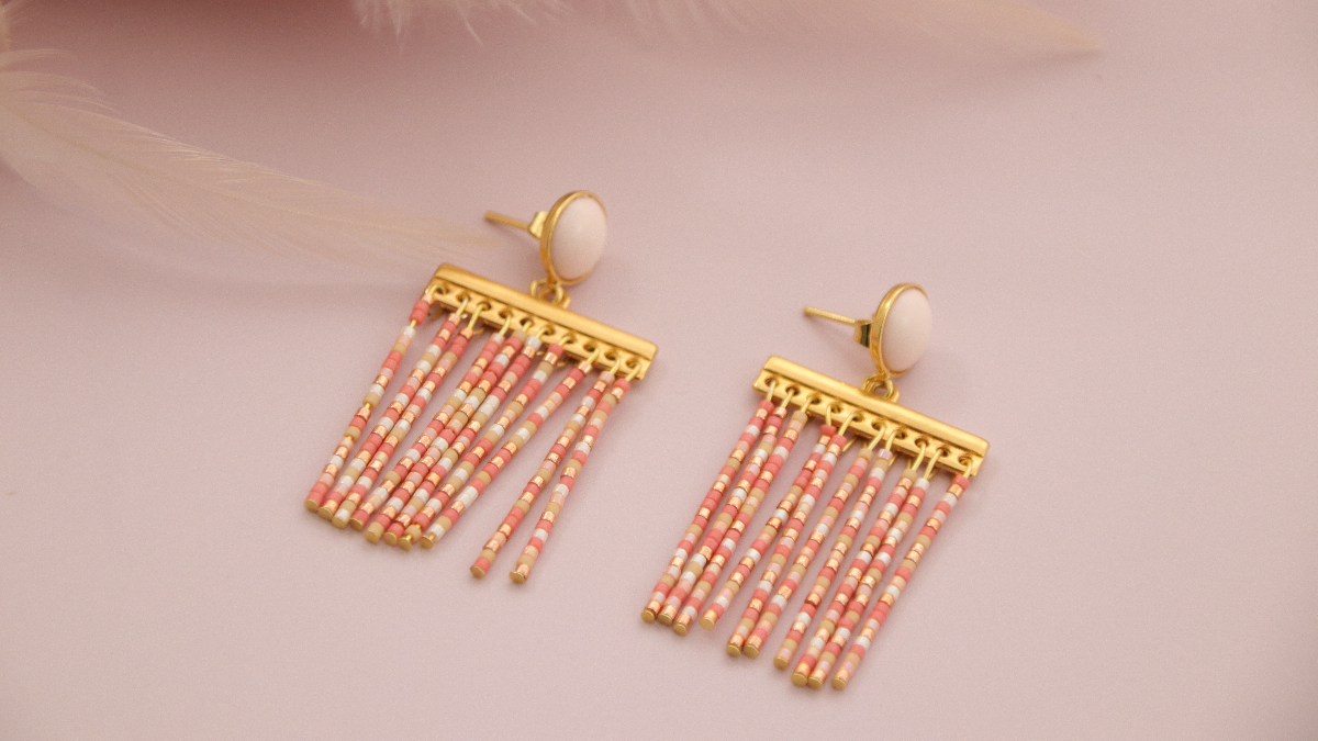 Schéma Boucles d'oreilles à franges Pastel en perles Miyuki Délicas 11/0