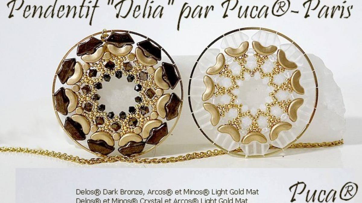 Schéma Pendentif Delia en perles en verre Delos par Puca Schéma Pendentif Delia en perles en verre Delos par Puca