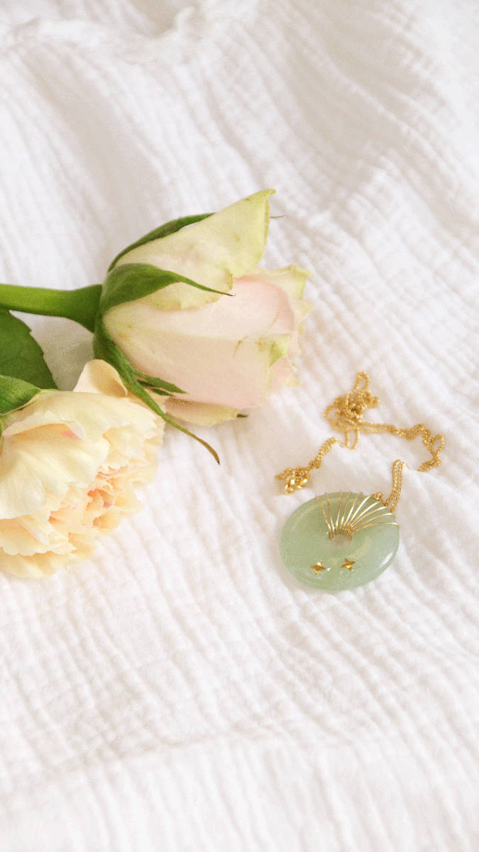 Schéma DIY Collier en Plaqué or et pierre gemme donut Aventurine